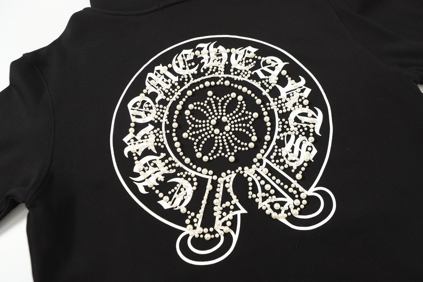 Chrome Hearts Rhinestone Horseshoe Hoodie - Black Gothic Streetwear Sweatshirt 2601