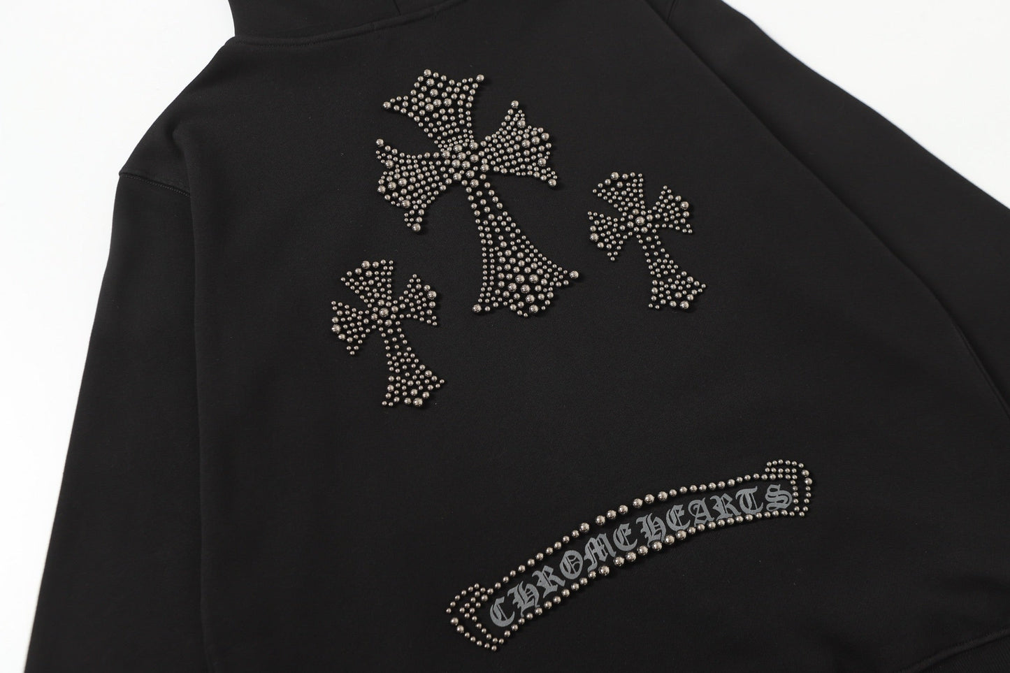 Chrome Hearts Rhinestone Cross Hoodie - Black Gothic Streetwear Sweatshirt 2633